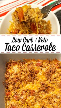 low carb keto taco casserole in a white dish