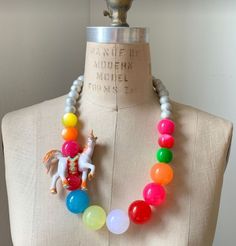 Magical Rainbow, Unicorn Necklace, Seed Bead Tutorial, Fabric Accessories, Funky Jewelry, Fabulous Jewelry, Rainbow Unicorn, Fabric Jewelry, Contemporary Jewelry