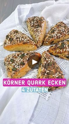 the video shows how to make kormer quark ecken with 4 zuaten