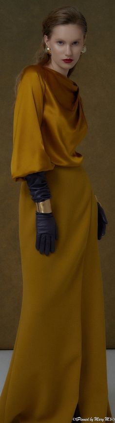 #ValentinYudashkin #PreFall2024 #Runway Valentin Yudashkin, Fashion 2024, Fall 2023, Hijab Style, Shades Of Yellow, Fall 2024, Season Colors, Pre Fall, Mustard Yellow