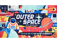 an advertisement for outer space new year's eve