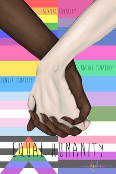 two hands holding each other with the words equal authority in front of them on a multicolored background