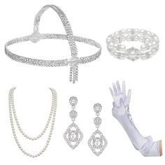 PRICES MAY VARY. 【20s Accessories for Women】Package includes: 1 pcs 1920s headpiece; 1 pair vintage earrings; 1 pcs retro bracelet; 1 pcs faux pearl necklace;1 pair long costume flapper gloves; 1 pcs plastic holder rod. 【Free size】1920s Headpiece circumference-22.04"; Necklace length-57.08"; Gloves length-20.07"; Plastic holder length-12.99 inch"; Matching Earring Size-2.2*0.82"; Bracelet size-7.08*0.67". Perfect flapper accessories set fits most teens and adults. 【Feature】The classic faux pearl 1920 Accessories, Great Gatsby Accessories, 20s Accessories, Long Satin Gloves, Gatsby Accessories, 1920s Accessories, Flapper Accessories, Art Deco Party, Gatsby Headband