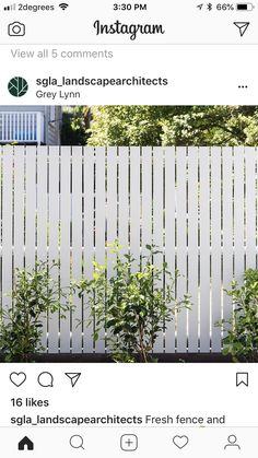 the instagram page on instagram com shows an image of a white picket fence