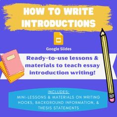 an info sheet with the title how to write instructions for google slides, ready - to use lessons and materials to teach writing