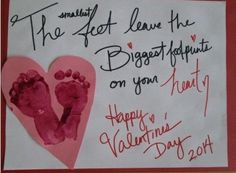 a hand and foot print on a valentine's card