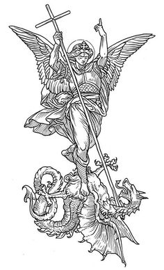 Seraph Tattoo Angel, Arch Angel Raphael Tattoo, Medieval Angel, Seraphim Back Tattoo, Seraphim Angel Tattoo Traditional, Medieval Angel Tattoo, Angels With Swords, Catholic Tattoos