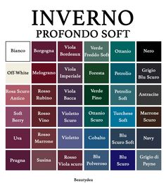 the color scheme for inverno profondo soft, which includes different colors