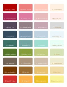 the color chart for different shades of paint