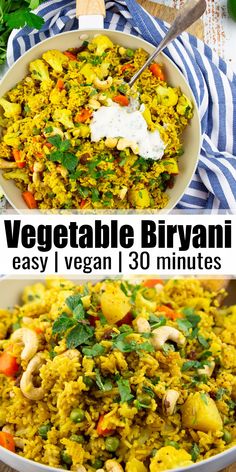 vegetable biriyani is an easy and healthy side dish that can be made in less than 30 minutes