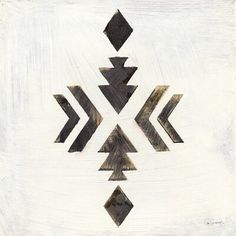 an abstract painting with black and white lines in the shape of arrows on a white background