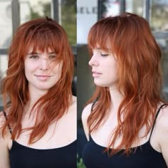 Bangs Shaggy Haircut, Long Red Hair With Fringe, Ginger Shaggy Hair, Shaggy Ginger Hair, Ginger Hair Fringe, Shaggy With Bangs, Red Shaggy Hair, Red Shag Haircut, Shaggy Red Hair