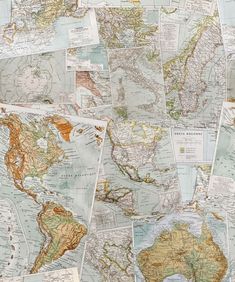 an old map is shown with many different maps and countries on it's sides