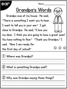 the grandpa's words worksheet