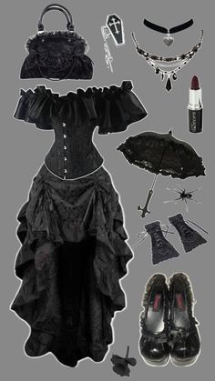 Trad Goth Dress, Romantic Goth Outfits, Goth Outfit Inspo, Goth Fits, Goth Outfit Ideas, Vampire Clothes, Trad Goth, Leather Designs, Skater Skirts