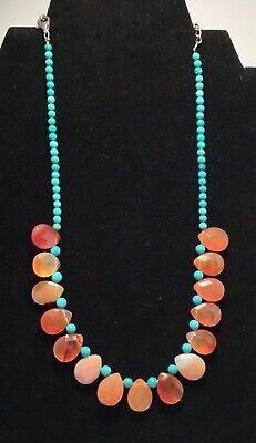 Carolyn Pollack 925 Native Tribal Southwestern Turquoise Agate Necklace 19" *  | eBay Bohemian Faceted Turquoise Necklaces, Faceted Turquoise Bohemian Necklaces, Bohemian Faceted Turquoise Necklace, Bohemian Turquoise Faceted Necklace, Faceted Turquoise Bohemian Necklace, Torquise Jewelry, Trendy Beaded Necklace, Turquoise Coral Jewelry, Turquoise Jewelry Necklace