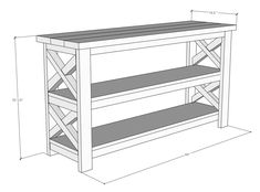 the measurements for a bookcase with two shelves