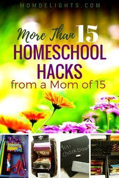 the back cover of an advertisement for homeschool hacks from a mom of 15