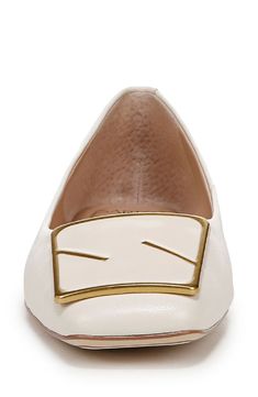 A square toe amplifies the contemporary appeal of a ballet flat grounded by a cushioned footbed for all-day comfort. Cushioned footbed InFORMA comfort technology features ergonomic insoles, contoured padding at key pressure points and exceptional support Leather or synthetic upper/synthetic lining/rubber sole Imported Modern White Flats With Removable Insole, White Fitted Flats With Flat Heel, Fitted Modern Ballet Flats, Modern Fitted Ballet Flats, Fitted White Ballet Flats, Modern Fitted Flats, Modern Square Toe Flats With Removable Insole, Walker Shoes, Platform Slippers