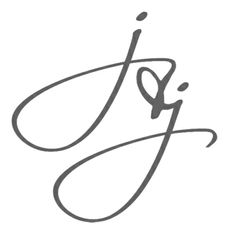 the j is for j logo in black and white, with a handwritten letter on it