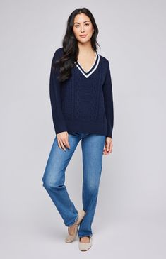 The Kyla sweater is made of a soft, cozy yarn. Features include a cable knit pattern and striped v-neckline for a casual feel. Half Cardigan, Cable Knit Pattern, Gentle Fawn, Pullover Cardigan, Long Midi Dress, Leggings Sale, Knit Pattern, Sleeveless Sweater, Outdoor Outfit