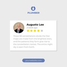 a screenshot of the website for plumber, which features five stars on it