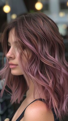 Get the Burgundy Hair of Your Dreams: 25 Expert Ideas for a Stylish Makeover | Lookosm Fun Hair Color Highlights, Hair Color Soft Summer, Dusty Rose Hair Color Mauve, Colorful Balayage Hair, Violet Rose Hair, Dark Brown And Pink Hair, Dark Hair With Pink Highlights, Brown To Pink Hair, Dusty Pink Hair Color