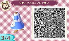 the animal crossing character is wearing a dress and standing in front of a qr code