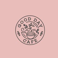 the good day cafe logo on a pink background