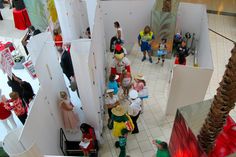 an overhead view of several people in costumes