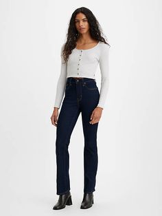 726 High Rise Flare Women's Jeans - Medium Wash | Levi's® US Blue Mom Jeans, Styles Clothes, Tapered Leg Jeans, Straight Crop Jeans, High Waisted Mom Jeans, Levi’s Jeans, Boot Cut Denim