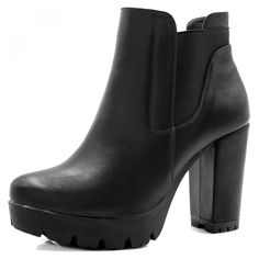 PRICES MAY VARY. Vamp: PU; Outsole: TPR; Heel: ABS If you have a thicker foot or a steep instep, it is suggested to order one size up Round Toe, Block Heel, Elasticated Side Panels, Chunky Cleated Sole, Side Zip Fastening, Soft Lining, Chelsea Boots Occasion: Back to School, Interview, Party, Casual, Halloween days, Christmas Days, Dating, Evening Heel Height: 4 1/8 inches; Platform Height: 1 inches Chealsea Boots, Teddy Coat Outfit, Black Shearling Coat, Winter Coat Outfits, Evening Heels, Casual Halloween, Casual Party Outfit, We Will Rock You, High Heel Platform