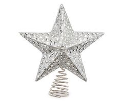 a christmas tree topper with a star shaped decoration on it's side and spirals in the middle