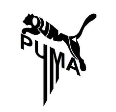 the puma logo is shown in black and white, with an image of a cat on