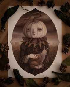 Moody gouache painting of a lady with a pumpkin head Surreal Halloween, Tom Bagshaw, Pencil Inspiration, Halloween Creatures, Small Creatures, Surrealist Art, Beetle Juice, Halloween Artwork, Goth Decor