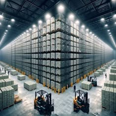 a large warehouse filled with lots of pallets