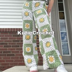 Crochet Granny Squarer Patchwork Pinterest Lounge Streetwear Pants Womens Large/Xl Mens Small/Medium Disclaimer They Are Holey, So They Are A Bit See Through Not Made From A Blanket. Completely Constructed By Hand By Me Handmade With Acrylic Yarn. These Pants Took Forever Ready To Ship! Only One Pair In Stock Check Measurements Prior To Purchasing To Ensure Proper Fit Waistband 16 Inches Rise 9 Inches Hips 20 Inches Inseam 32 Inches (Modeled On 27/38) Valentines Day Pastel Pastelgoth Mall Mallgoth Sexy Lounge Streetwear, Western Costumes, Streetwear Pants, Dickies Pants, Pants Womens, Crochet Granny, A Blanket, Garment Bags, Vintage Handbags