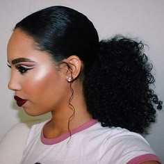 Low Curly Ponytail Black Women, Wig Ponytail Hairstyles Black Women, Wig Ponytail Hairstyles, Curly Wig Ponytail, Natural Curly Ponytail, Low Curly Ponytail, Curly Ponytail Black Women, Ponytail Hairstyles Black Women, Water Hair Growth