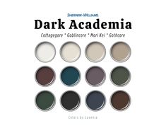 the color scheme for dark academa is shown in several different shades and sizes