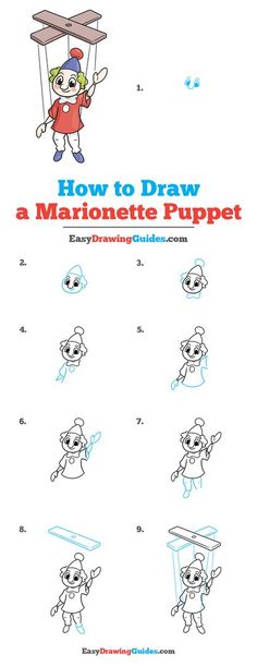 how to draw a marionette puppet step by step instructions for kids and beginners