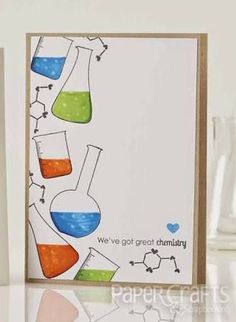 a card with science themed items on it and the words, we've got great laboratory