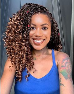 Sangita Braids Hairstyles, Curly Hair Box Braids, Short Curly Braids, Box Braids Curly Ends, Box Braids Curly, Braids Curly Ends, Braids For Women, Boho Box Braids