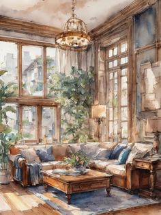 Cute vintage living room,light blue color scheme, AI art, Watercolor painting Watercolour Interior Design, Interior Watercolor Painting, Paintings Of Interiors, Interior Design Watercolor, Living Room Light Blue, Living Room Sketch, Watercolor Living Room, Living Room Watercolor, Room Light Blue