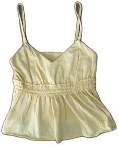 Summer Camisole With Spaghetti Straps For Day Out, Summer Spaghetti Strap Camisole For Day Out, Yellow Summer Top With Built-in Bra, Yellow Summer Tank Top With Built-in Bra, Summer Cami Tank Top For Daytime, Spring Daytime Spaghetti Strap Tank Top, Cotton Tank Camisole For Brunch, Summer Cami Tops For Daytime, Summer Daytime Top With Spaghetti Straps