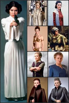 many pictures of women in different outfits