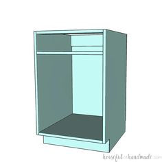 an open cabinet with no doors on the bottom and one drawer at the top is shown