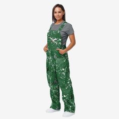 Philadelphia Eagles Womens Kelly Green Paint Splatter Bib Overalls FOCO Philadelphia Eagles Outfits For Women, Philadelphia Eagles Colors, Eagles Kelly Green, Philly Eagles, White Overalls, Tailgate Outfit, Football Game Outfit, Logo Display, Uniform Design