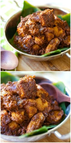 two pictures of some food in a bowl