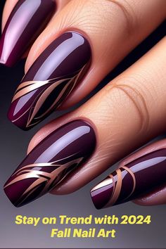 Keep your nails stylish this fall with the trendiest designs of 2024. From muted tones to standout accents, these looks are a must! French Tip Nails With Design For Fall, Copper Nails Designs, Burgundy Acrylic Nails, Bright Nail Designs, Korean Nail Art, Art Deco Nails, Fall Nail Trends, Classy Nail Designs, Purple Nail Designs