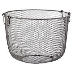 a metal wire basket with handles